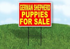 German Shepherd PUPPIES FOR SALE YELLOW RED Yard Sign Road with Stand LAWN SIGN