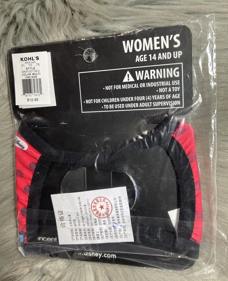 New Disney Minnie Mouse Fabric Face Mask Womens 14yrs + Cute! - Image 4 of 4