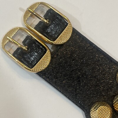 Balenciaga Black Giant Agneau Arena Leather 3 Row Studded Bracelet