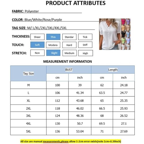 Womens V neck Summer Ladies T-Shirt Blouse Short Sleeve Tops Pullover Plus Size - Picture 3 of 13