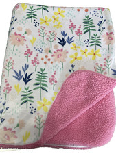 Cloud Island Pink Floral Baby Blanket Sherpa Plush Flowers Garden Spring