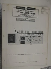 SF 60's V-M Voice of Music Technical Service Manual MODEL  20104 AMPLIFIER  BIS