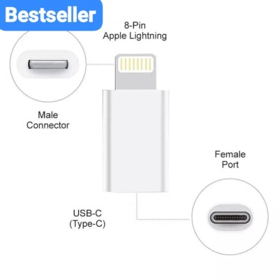 USB C auf IOS Adapter Typ C zu 8-Pin Laden Datentransfer Konverter Silber