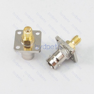 BNC female to SMA female jack 4 hole Square Panel Connector Adapter 50ohm Coax