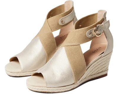 NYDJ Charisma Wedge Sandals Light Gold 5 New
