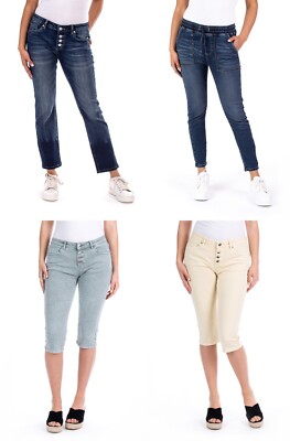 BLUE MONKEY DAMENJEANS B WARE NEU BLAU GRÜN VANILLA CROPPED  JOGGPANTS CAPRI