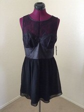NWT GUESS $108 Black Lace Yoke Keyhole Back Clubwear Dress*Size 10