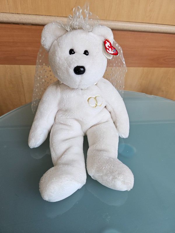 2001 RARE & RETIRED TY BEANIE BABY~MRS THE WEDDING GIFT BRIDE TEDDY BEAR 8"~NEW