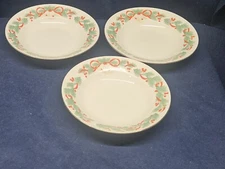 Vintage 1993, Sango Stoneware "Noel" Set/3 Rimmed Soup Bowls EUC 