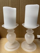 QVC White Smoked Flameless Candles Set New In Box 11.5  Tall  Y34