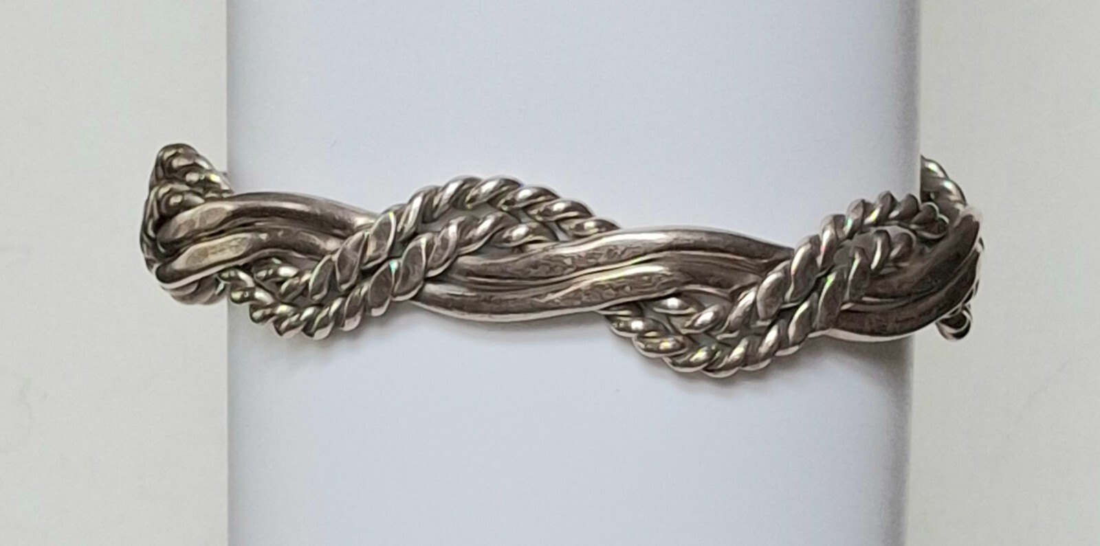 SOLID  CAST  925 STERLING SILVER BRAIDED WAVES CU… - image 1