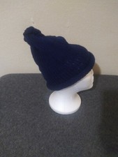 -Adult Handmade Dark Blue Rolled Brim Knitted Beanie Hat, One Size, New