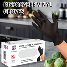 New 100pcs Black Vinyl Synthetic Multipurpose 4 Mil Latex Free Disposable Gloves