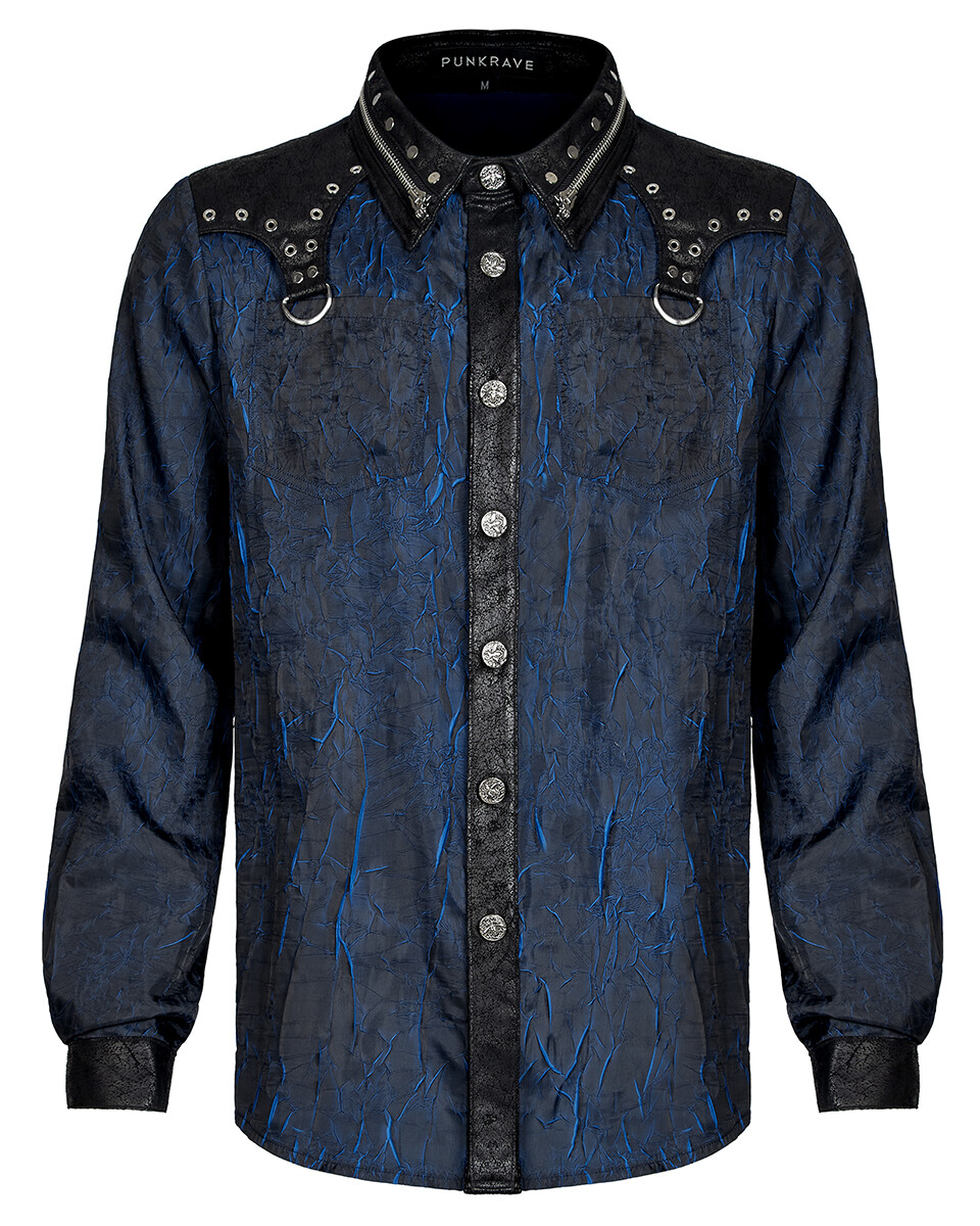 Punk Rave Mens Corporate Gothic Cyberpunk Shirt - Black & Blue | eBay