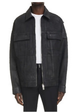  1,900 Givenchy 4G Zip Rivet Mens Black Crackled Coated Denim Jacket Sz. Medium