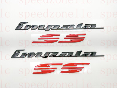 2X 94-96 Impala SS Emblem Right Left Quarter Panel Letter Badge Black Red New