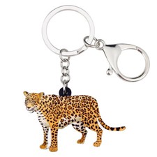 Acrylic Cheetah Leopard Keychains Purse Car Key Ring Animals Jewelry Charms Gift