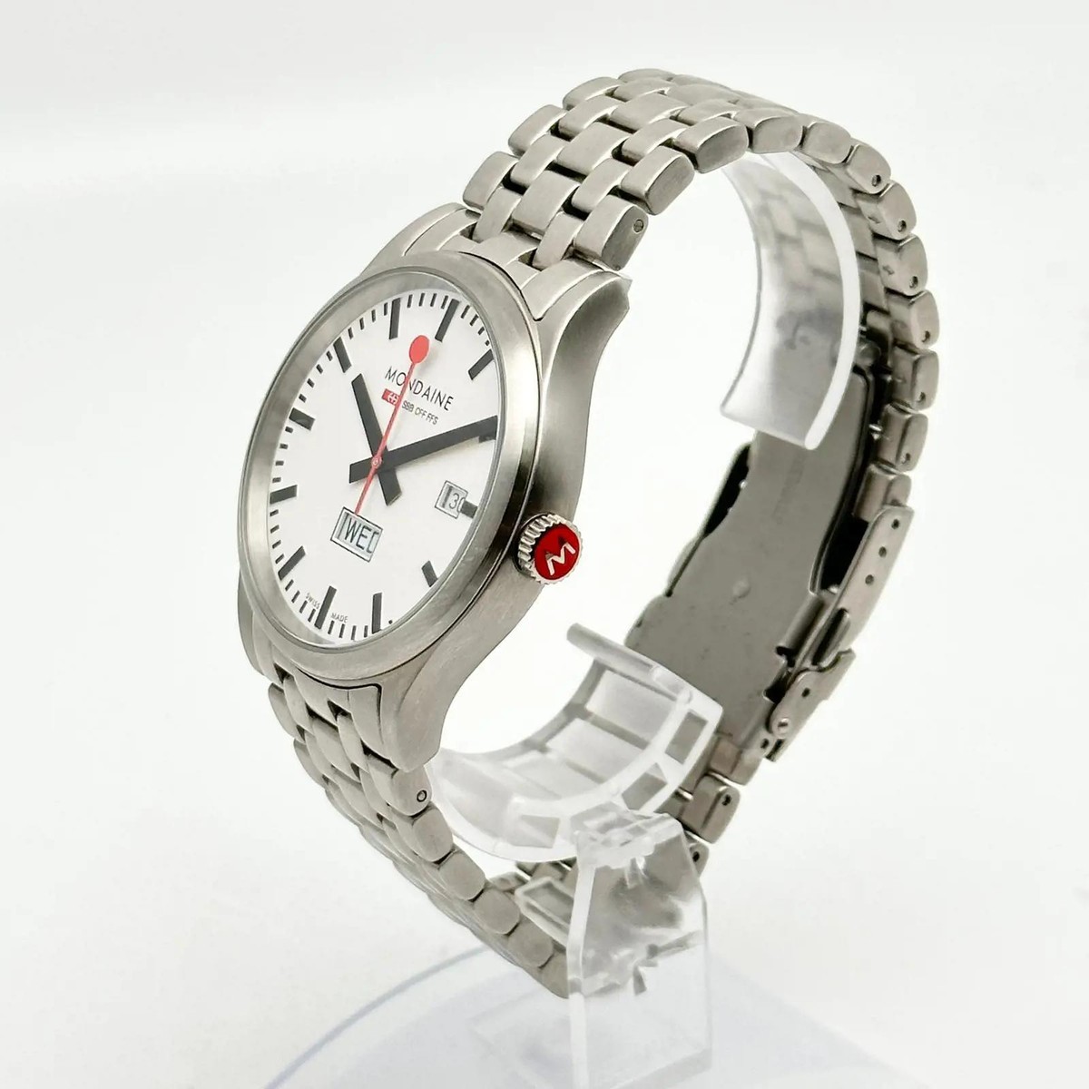 MONDAINE 日付表示付きアナログ時計 ホワイト MONDAINE 【国内正規品 】モンディーン MONDAINE 腕時計 メンズ