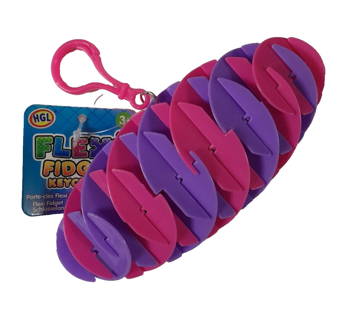 FLEXI FIDGET MESH WORM AUTISM ADHD SENSORY TOY KEYCHAIN By HGL PURPLE/PINK NEW!