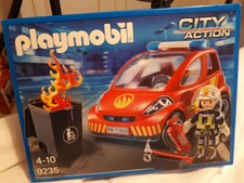 playmobil firefighter with car