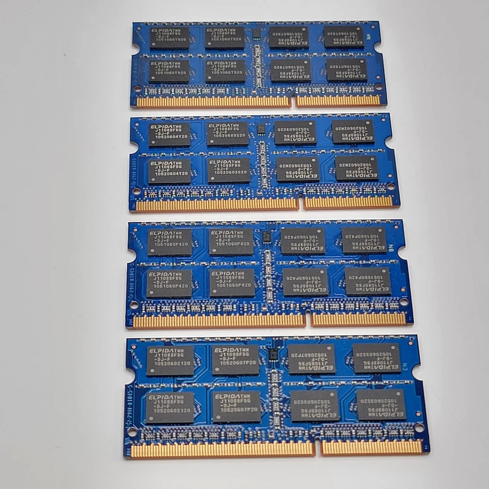 MATCHING Lot Of 4 + 2 FREE - Elpida 2GB 2Rx8 PC3-10600S-9-10-F1 EBJ21UR8FU0-DJ-F - Image 4 of 4