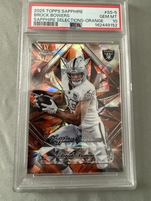 Topps 2025 Chrome Sapphire Brock Bowers Sapphire Selections Orange /25 PSA 10
