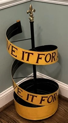 Vintage 1950s Hand Painted Save It For A Rainy Day Tole Umbrella Stand MCM - Image 1 of 4