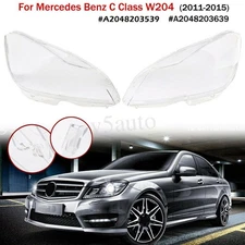 1 Pair Headlight Lens Cover Shell For Mercedes Benz C Class W204 2011 2012 2013