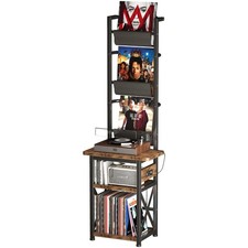 Record Player Stand with Power Outlet, 6 Tier Vinyl Record Display Shelf, Rec...