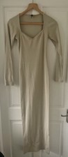 Full Length Beige Ribbed Style Dress, Boohoo, Size 10