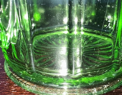 Vintage Hazel Atlas Depression Glass Ribbon Vaseline Small Green Pitcher 1930s - Picture 8 of 12