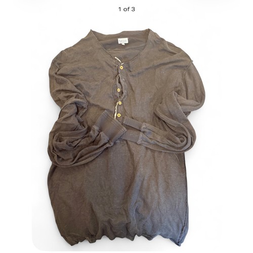 $295 Paul Smith 100% linen Henley Distressed fit long sleeve Size L