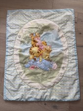 Vintage Winnie The Pooh Baby Crib Comforter Blanket Butterflies Blue Reversible
