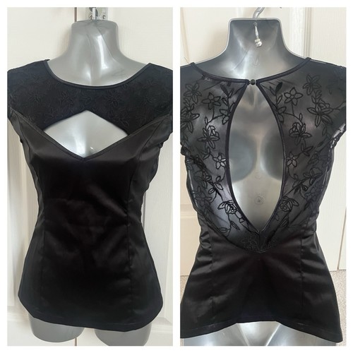 Y2K Jane Norman Vintage schwarz Spitze Milkmaid Korsett Wench Top 6 4