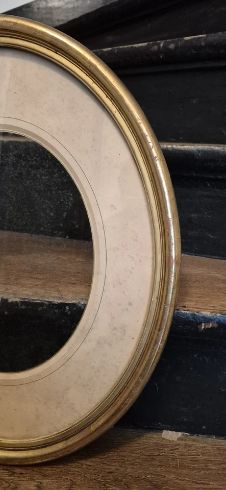 Cadre Ancien Ovale Bois Doré - Photo 3/4