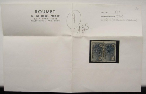 France - 1922 Orphelins 5f + 1f pair, Marseille Yokohama Paquebot - Picture 3 of 3