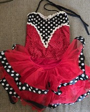 Costume Gallery Dance Costume Child Medium Red Black White Sequins Polka Dots