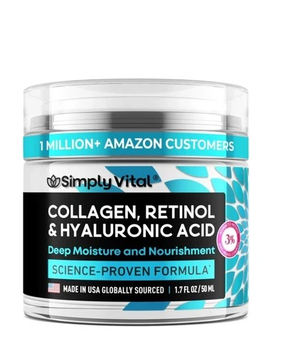 SimplyVital Collagen, Retinol & Hyaluronic Acid Cream - 1.7 Fl Oz - Pack of 1