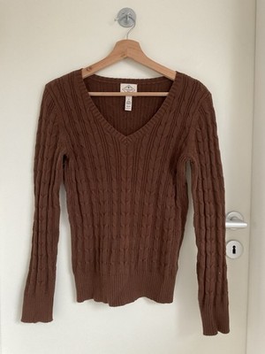 ST.JOHN S BAY Damen Strick Pullover S Braun V-Ausschnitt Baumwollmischung