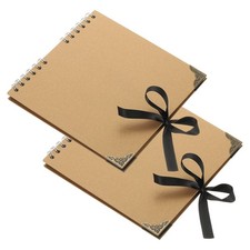 Scrapbook Photo Albums, 8x8 Inch 80 Pages with Ribbon, Khaki, 2 Pcs