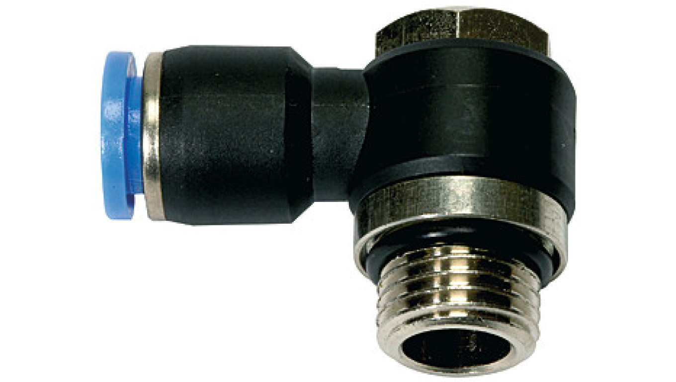 Angle Banjo Connector Plastic Low for 4, G1/8z Hose, 145.018-4 /T2UK