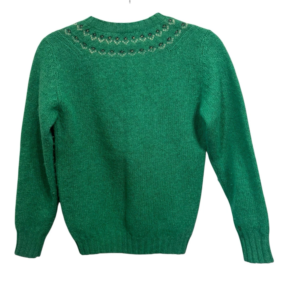 Suéter de Lana DEANS of Scotland De Colección Fair Isle Shetland Talla 34 EE. UU. S Verde Kelly Foto 2 de 4