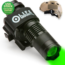 Tactical Helmet Flashlight Mount Green LED 3.5X1.5 Hands-Free Illumination