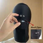 <!--F#f_0-->Black Bondage Mask with Open Mouth Zipper Headgear Cover Eye Head Hood Carnival<!--F/-->