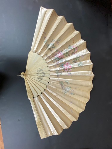 Antique Hand Painted Folding Fan Ladies and Gentlemen