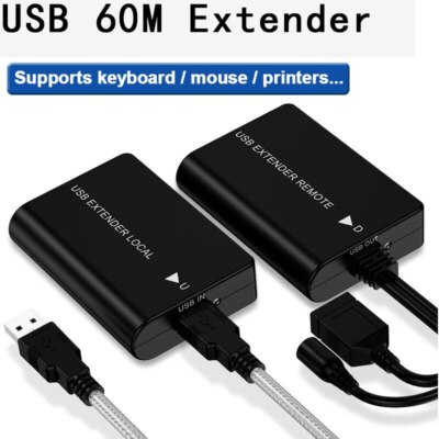 60m USB Network Extender By Rj45 Cat6 Cable Fr PC U Drive Mouse Keyboard Printer