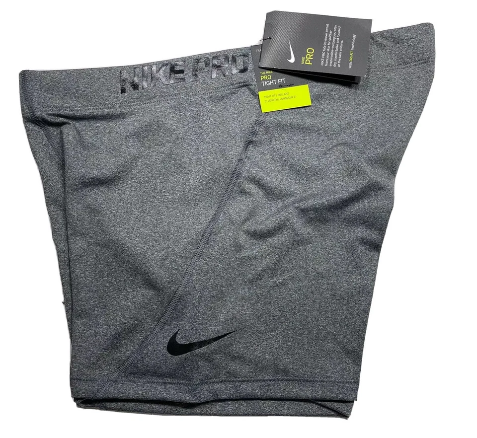 Nike Pro Women 3" Tight Fit Compression Shorts Heather Gray AT4555 071 Sz LARGE - Image 2 of 4