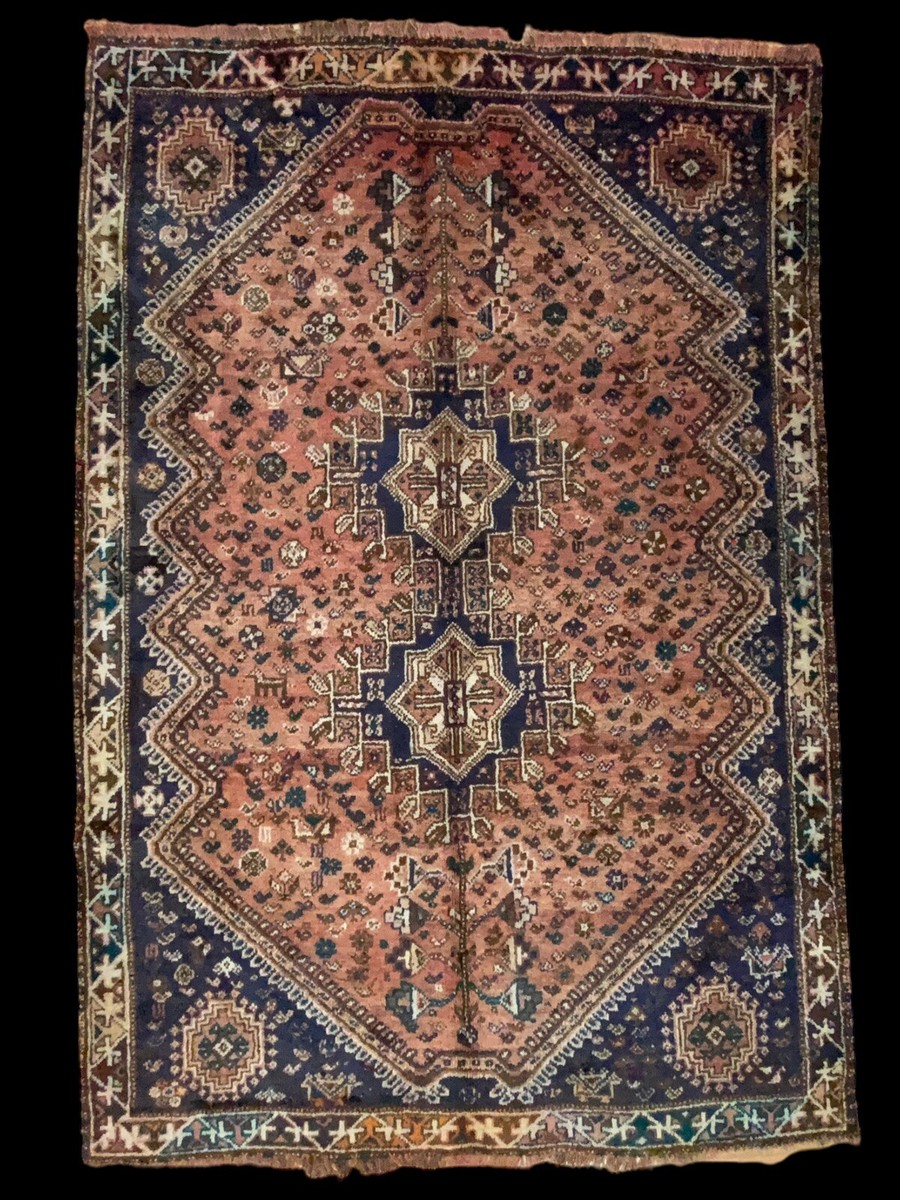 All Hand Spun Wool Qashqai Handmade Shira z Tribal Rose Blue Faded