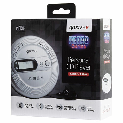 GROOV-E RETRO SERIES PERSONAL CD PLAYER WITH FM RADIO | MP3 - SILVER - GVPS210SR - Picture 2 of 4