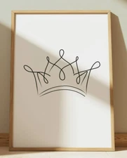 Queen Crown Art Minimalist Art PRINT Wall Art Home Decor 8" x 10" Royalty Art